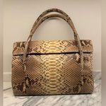 Nancy Gonzalez Brown Satchel with Exotic Python Snakeskin Photo 0