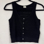 Wilfred  Aritzia Black Open Knit Button Down Tank Top Womens S Whimsigoth Crop Photo 0