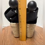 Vince Seymour Covered Black Leather Open Toe Espadrille Jute Wedge Sandal 9M Photo 3