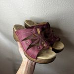 Dansko  Serena Floral Slip On Wedge Sandals in sangria waxy leather 39 Photo 0