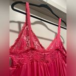 American Vintage VTG 90s Y2K Violets & Roses Lace Fuchsia Hot Pink Babydoll Cami Slip Dress - M Photo 10