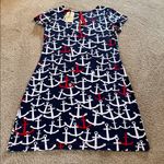 NWT Hatley Scattered Anchors Dress Blue Red White Size Medium Photo 8