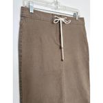 Co & Eddy Linen mix midi khaki skirt front tie side slits size 10 Tan Size M Photo 2