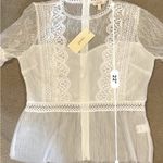 A.Peach White Lace Blouse with Crochet Detailing Photo 4
