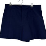 ZARA  Navy Blue High Waisted Pleated Dressy Shorts Womens XL Preppy Chino Classic Photo 0
