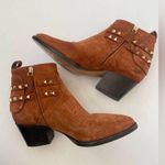 Valentino Garavani Tan Suede Rockstud Double Buckle 50mm Cowboy Ankle Boots EU38 Photo 11
