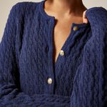 J.Crew  Odette Cable Knit Sweater Lady Jacket In Mediterranean Navy, Size X-Small Photo 7