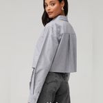 Good American $119 New  Oxford Crop Uniform Shirt - grey - XS Photo 2