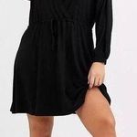ASOS NWT  DESIGN Curve long sleeve mini wrap sexy dress in black size 14 Photo 0