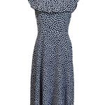 Betsey Johnson Betsy Johnson Dress Polka Dot Off Shoulder Midi Dress Fit & Flare Blue Size 6 Photo 0