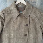 Max Mara  Plaid Wool Angora Short Collared Jacket in Brown / Tan US 14 / Large Photo 1