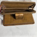 Source Unknown Genuine Leather Brown Snap Wallet Zip Around Organizer Clutch ID Holder Photo 4