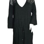 Calvin Klein Swim Cover Up Women Large Black Open Knit Detail Bell Sleeve Travel Photo 0
