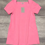 See and be Seen NEW Textured Mini Dress Women M Puff Sleeve Relaxed Fit Pockets Pink Photo 0
