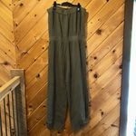 Drew  Cotton Gauze Crinkle Strapless Jumpsuit Romper Jumper Army Green Photo 2