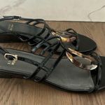 Stuart Weitzman  Patent Leather Strappy Wedge Sandal Black with Tortoise Size 9 M Photo 6