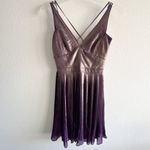 Karen Millen Purple Metallic Plisse Pleated Mini Dress Crisscross Straps Sz 6 Photo 3