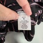 Dress Barn  NWT Women's Black Metallic Stripe Tie Front Boho Glam Top - Size XLP Photo 4