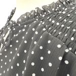 CeCe Black White Polka Dot Blouse Flutter Sleeve Size Medium Photo 3