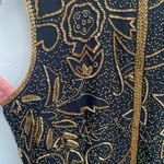 VTG 90s Spenser Jeremy 100% Beaded Silk Top Size M Black Gold Sleeveless Formal Size M Photo 3