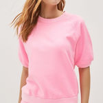 Gap Short Sleeve Crew Neck Sweatshirt Women's Medium Neon Pink Athleisure Comfy Photo 0