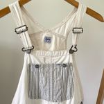 Free People x Lee Vintage Bib Overalls Mini Dress in White/Railroad Stripe - S Photo 5