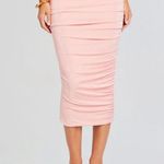 SER.O.YA Julia Midi Skirt in Powder Pink Small New Womens Stretchy Ruched Photo 12