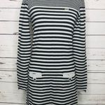 Lacoste Black & Grey Striped Long Sleeve Sweater Dress Size Small Photo 1