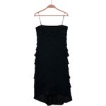 Tadashi Collection Black Tiered Ruffle 100% Silk Cocktail Party Midi Dress Sz 8 Photo 5