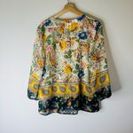 Anthropologie Figueroa & Flower Border Print Boho 3/4 Sleeve Blouse Womens boho floral size L Photo 10