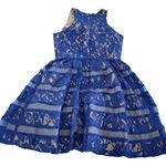 Aidan Mattox  Dress Womens 6 Blue Lace Cocktail Fit Flare‎ Sleeveless Party Photo 3
