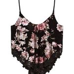 ZARA Woman Black Metallic Pink Floral Lace Cami Tank Top ~ Women's Size LARGE Photo 2