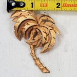 Vtg Palm Tree Brooch Beach Tropical Vacation Textured Unsigned MCM Coconut Girl Gold Photo 3