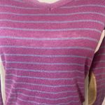 Rubbish  Nordstrom Purple Plum Sweater with Gray Stripes & Brown Elbow Patches Photo 1