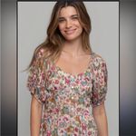 Natural Life  Women’s Danielle Maxi Dress M Floral Earthy Prairie Smocked Bodice Photo 2