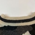 Nine West Camouflage Sparkle V Neck Sweater Womens Size L Neutral Metallic Photo 10