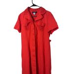 JOHN ROBERTS Red Linen Blend Button Front Collared Midi Shirt Dress Size 14 Photo 1