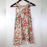 Free People Free People Ivory Floral Lace Henley Racerback Hi-Low Ruffle Tank Top Small (S) Photo 3