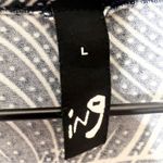 Navy Blue & White Boho Patterned Kimono Tie Back Blouse Top Size Large Photo 7