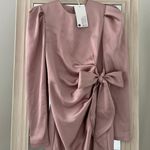 Satin Pink Bow Midi Dress Size XS Photo 4