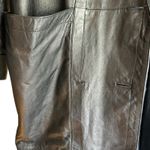 Marco Morani VTG Leather Coat Trench Womens Black SZ L Suede Trim Jacket Classic Size L Photo 10