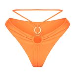 Pretty Little Thing  NWT Orange O Ring Waist Strap Brazilian Bikini Bottom Sz 12   Photo 0