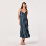 ASTR The Label Maeve Pleated Midi Dress in Dark Teal M Photo 5