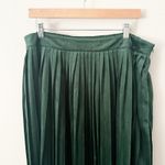 Roolee  | Dark Green Velvet Accordion Pleat Midi Skirt Pleated Elastic | Size XXL Photo 2