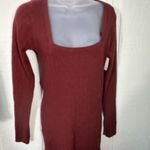 ASOS  Knit Maroon Square Neckline Long Sleeve Sweater Dress Size 6 NWOT Photo 4