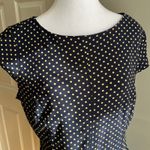 Navy Blue and Gold Polka Dot Midi Dress Classic Career Party Size 12 Photo 8