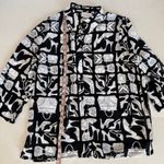 Alfred Dunner shoes purses accessories novelty print button down blouse 10 Black Photo 8