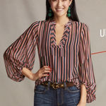 CAbi  NWOT Ultimate On-Trend Striped Sheer Blouse Photo 0