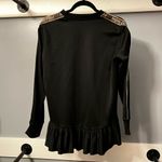 RED Valentino Black Pleated Peplum Sweatshirt Logo Tape Sleeves Designer Top S Photo 6