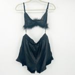 Windsor Womens Flirtatious Satin Feather Trim Bra & Shorts Pajama Set Size M Photo 7